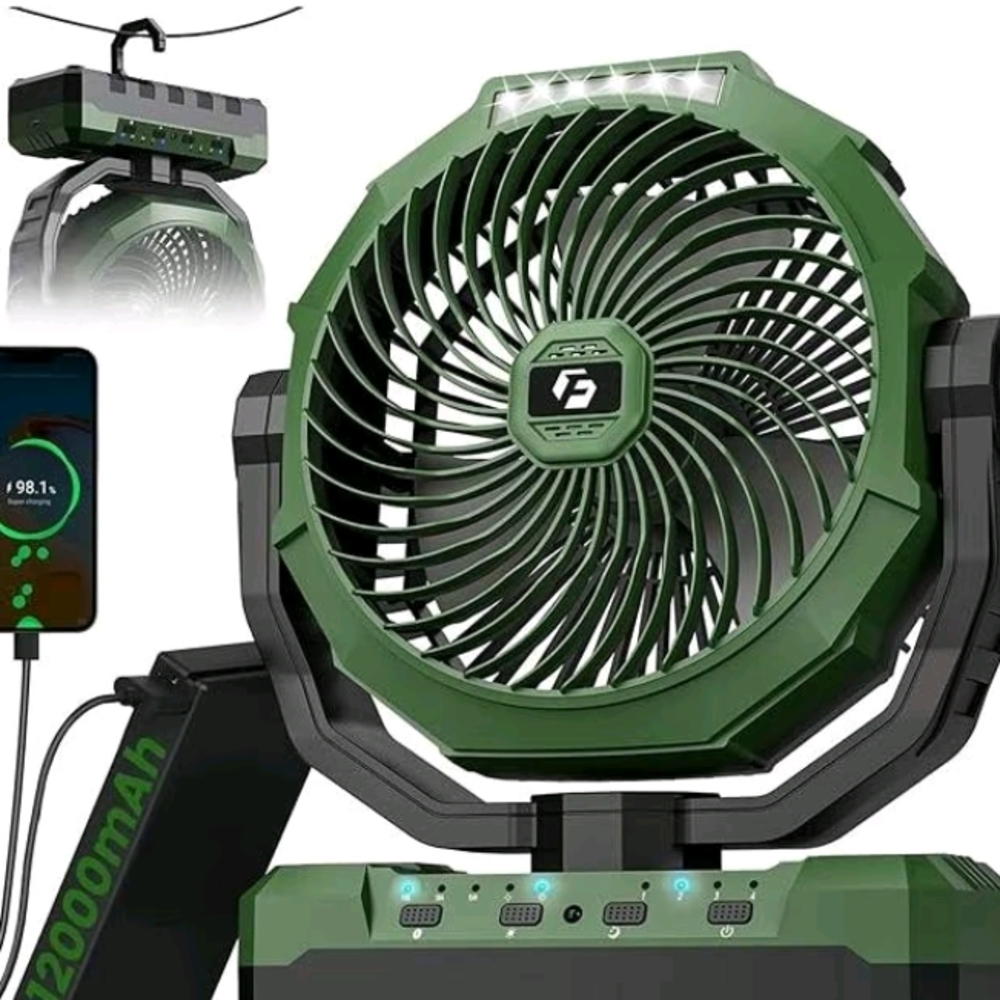 Green Portable Fan with USB Charging